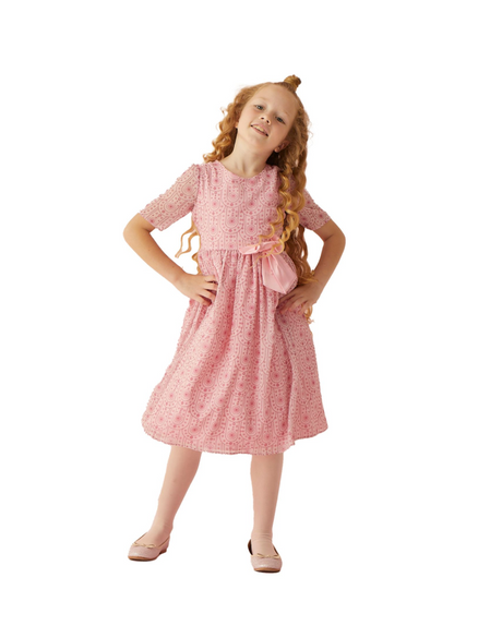 Hayati Girl Dress Pink Bow Chic