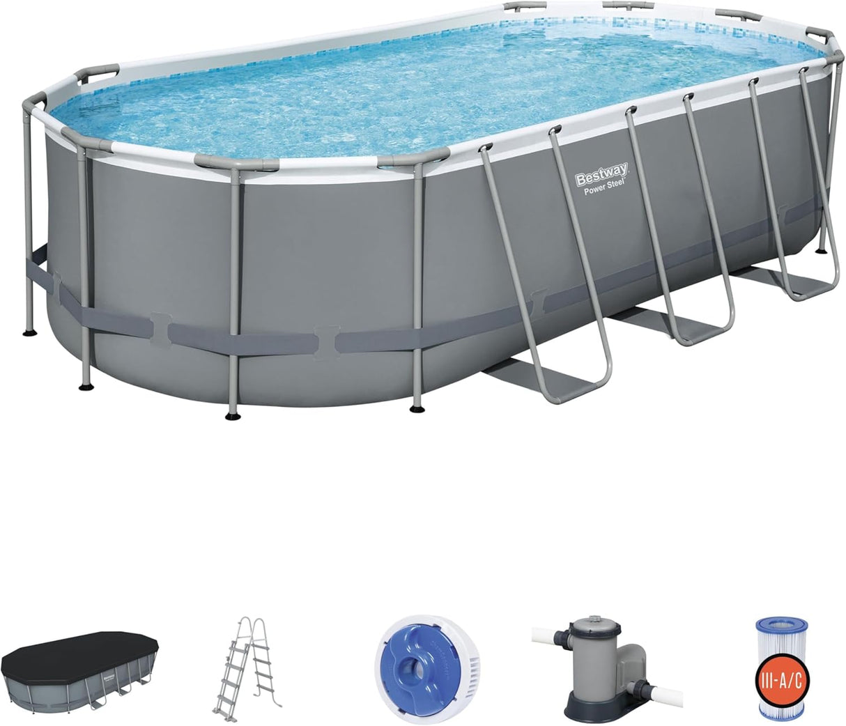 Bestway Power Steel Oval Pool Set 5.49X2.74X1.22