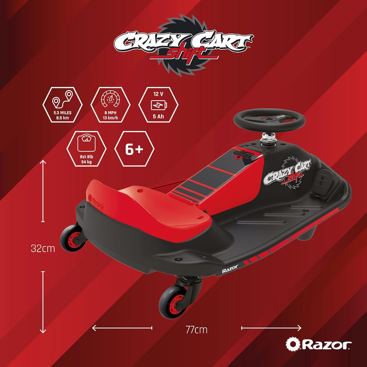 Razor Crazy Cart Shift Black/Red 13Km/h