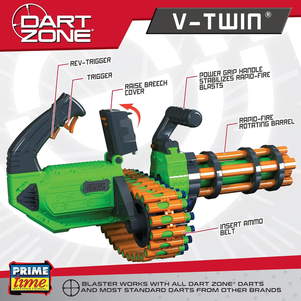 Dart Zone V-Twin Motorized Gatlingbelt Blaster