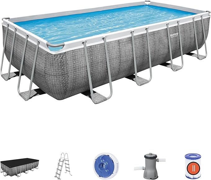 Bestway Power Steel 16' x 8' x 48"/4.88m x 2.44m x 1.22m Rectangular Pool Set