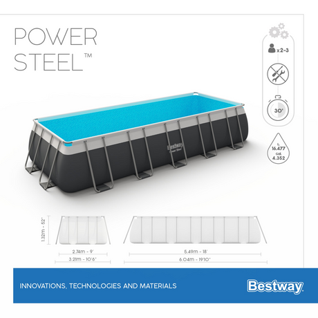 Bestway Power Steel Above Ground Pool Set 549x274x132cm - Khaleeji Toys