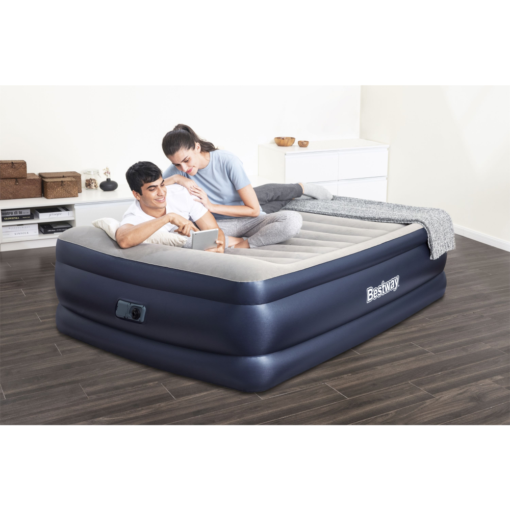 Bestway Tritech Airbed Queen Built In AC Pump 203x152x61cm - Khaleeji Toys