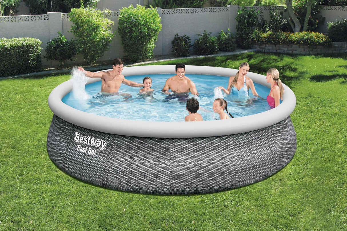 Bestway Fast Pool Set - Gray 457x107cm [Includes Filter & Pump] - Khaleeji Toys