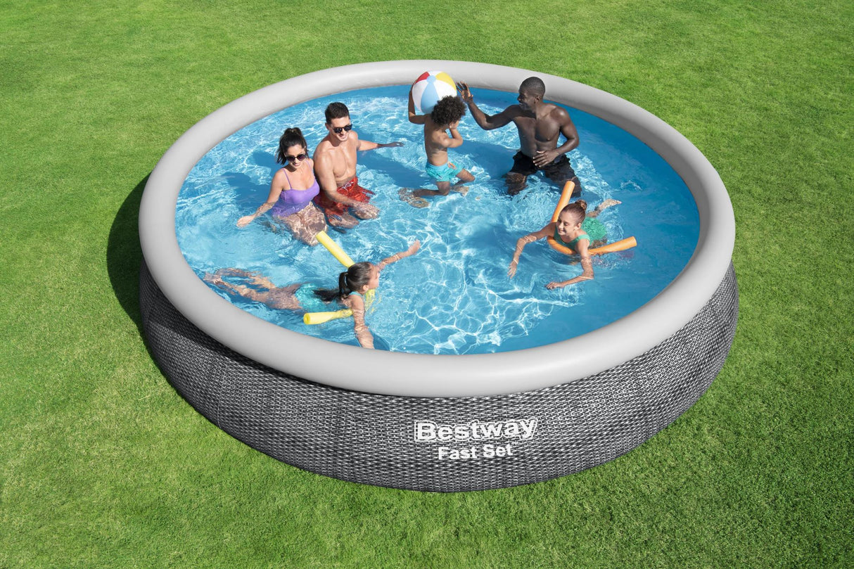 Bestway Fast Pool Set - Gray 457x84cm [Includes Pump & Filter] - Khaleeji Toys