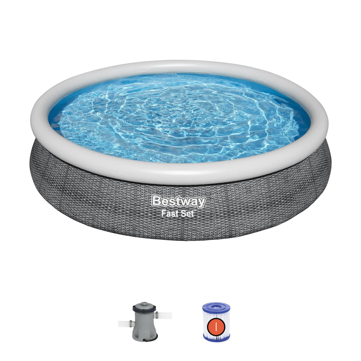 Bestway Fast Pool Set w/ Pump and Filter - Gray 366x76cm - Khaleeji Toys