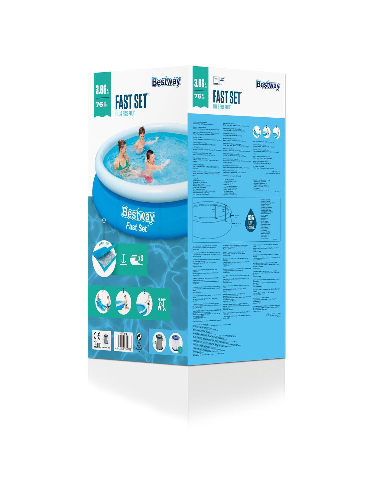 Bestway Fast Pool Set w/ Pump and Filter - Blue 366x76cm - Khaleeji Toys