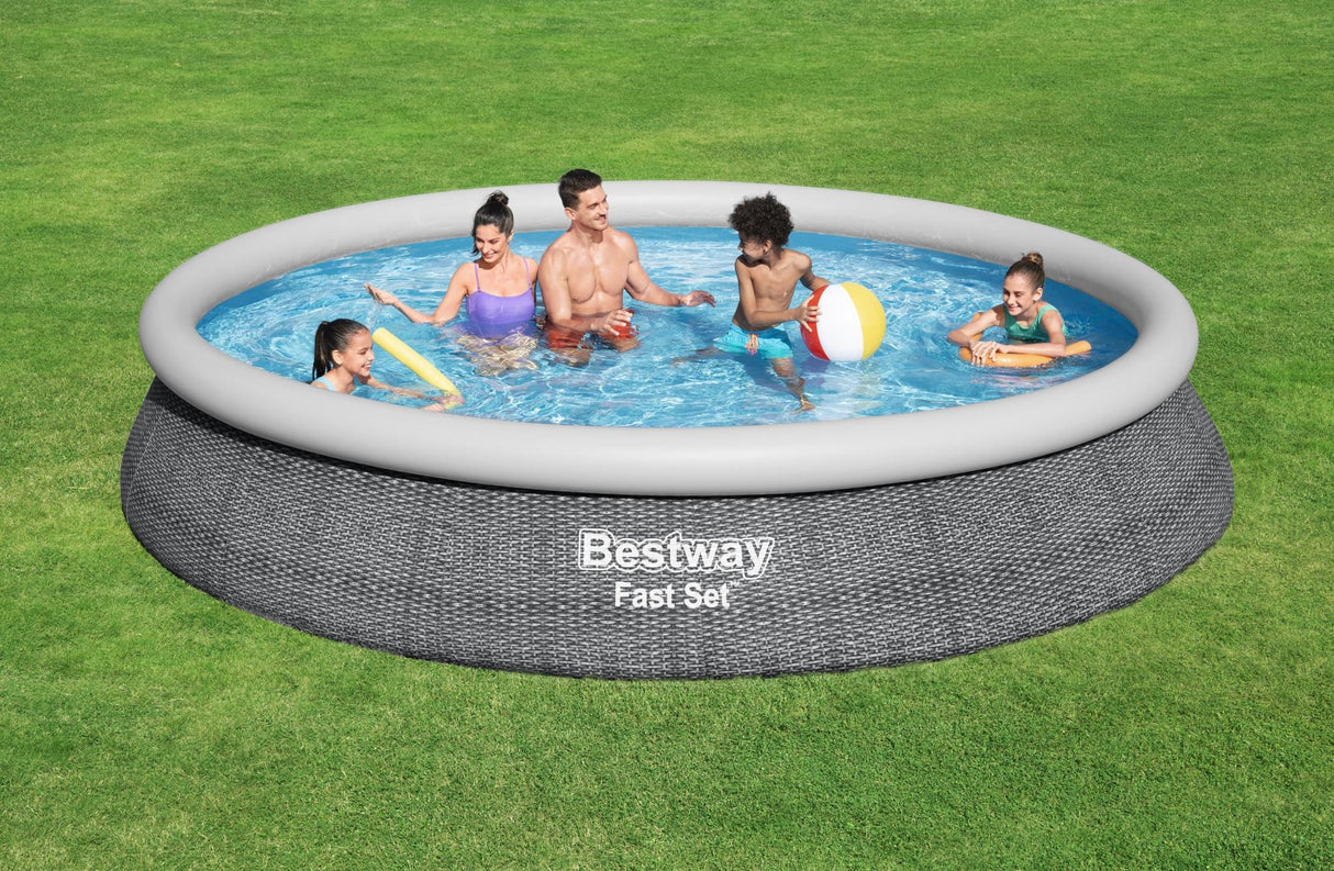 Bestway Fast Pool Set - Gray 457x84cm [Includes Pump & Filter] - Khaleeji Toys