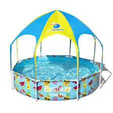 Bestway Steel Pro UV Careful Splash-in-Shade Round Above Ground Pool Set, 244 x 51 cm